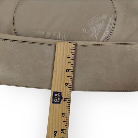 COACH BEIGE CC LOGO GENUINE LEATHER LARGE TOTE SHOULDER BAG HANDBAG PURSE BOHO - Picture 9 of 12